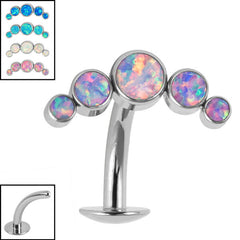 view all Titanium Threadless Floating Navel Bar - Titanium Bezel Set 5 Opal Crescent 1.6mm body jewellery