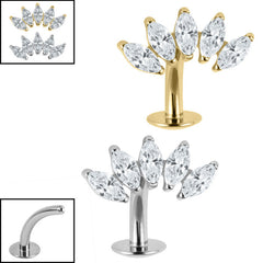 view all Titanium Threadless Floating Navel Bar - Titanium Claw Set 5 Jewelled Marquise Fan 1.6mm body jewellery