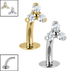 view all Titanium Threadless Floating Navel Bar - Titanium Jewelled Trinity 1.6mm body jewellery