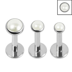view all Titanium Threadless Labrets - Titanium (Bend-fit) Pearl Disks body jewellery