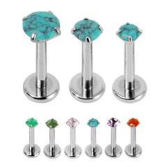 view all Titanium Triple Piercing with Titanium Tops - Internally Threaded Claw Set Natural Gemstone Tops 1.2mm body jewellery