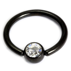 Black Steel Jewelled Ball Closure Ring (BCR)