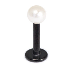 view all Black Steel Labret with Acrylic Pearl Ball 1.2mm body jewellery