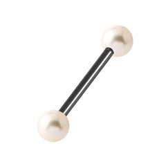 view all Black Steel Micro Barbell with Acrylic Pearl Balls 1.2mm body jewellery