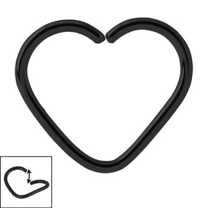 Black Steel Continuous Heart Twist Rings