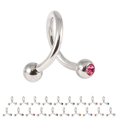 view all Steel Double Jewelled Spiral 1.2mm body jewellery