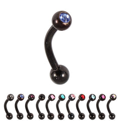 view all Black Steel Single Jewelled Micro Curved Barbell 1.2mm body jewellery