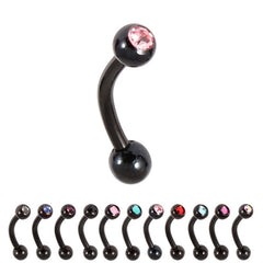 view all Black Titanium Single Jewelled Micro Curved Barbells 1.2mm body jewellery