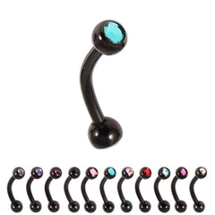 view all Black Titanium Double Jewelled Micro Curved Barbells 1.2mm body jewellery