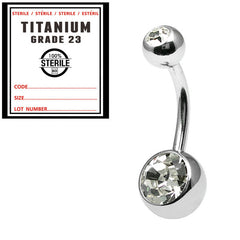 view all Sterile Titanium Double Jewelled Belly Bars body jewellery