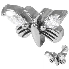 view all Steel Threaded Attachment - 1.2mm Steel Cast Claw Set Jewelled Butterfly body jewellery