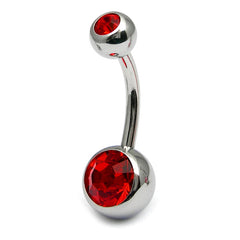 view all Titanium Double Jewelled Belly Bars 8mm Mirror Polish body jewellery