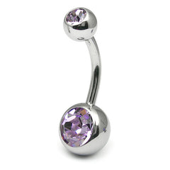 view all Titanium Double Jewelled Belly Bars 10mm Mirror Polish body jewellery