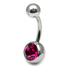 view all Titanium Single Jewelled Belly Bars 8mm Mirror Polish body jewellery