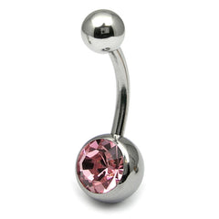 view all Titanium Single Jewelled Belly Bars 10mm Mirror Polish body jewellery