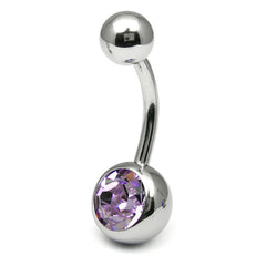 view all Titanium Single Jewelled Belly Bars 12mm Mirror Polish body jewellery