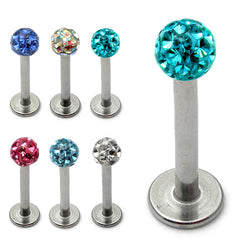 view all Smooth Glitzy Ball Labrets 1.6mm gauge 4mm Ball body jewellery