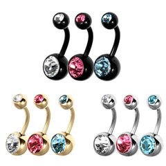 view all Multipacks - Various Double Jewelled Belly Bars body jewellery