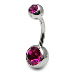 view all Titanium Double Jewelled Belly Bars 14mm Mirror Polish body jewellery