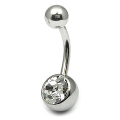 view all Titanium Single Jewelled Belly Bars 14mm Mirror Polish body jewellery