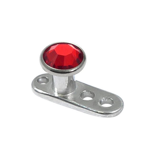 Titanium Dermal Anchor with Jewelled Disk Top (3mm diameter