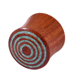 Organic Plug Rengas Wood and Crushed Turquoise Stone Spiral (OG12)