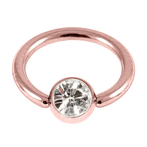 Rose Gold Steel Jewelled Ball Closure Ring (BCR) 1.2mm