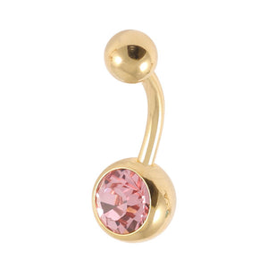 Gold Plated Steel Jewelled Belly Bars