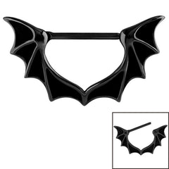 view all Black Steel Bat Wings Nipple Clicker Ring body jewellery