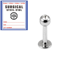 view all Sterile Steel Jewelled Labrets body jewellery