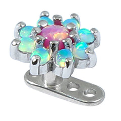 Titanium Dermal Anchor with Claw Set 8 point Steel Opal Flower Top