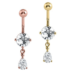 Belly Bar - Steel Jewelled Pear Drop