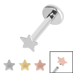 view all Titanium Internally Threaded Labrets 1.2mm - Steel Star body jewellery