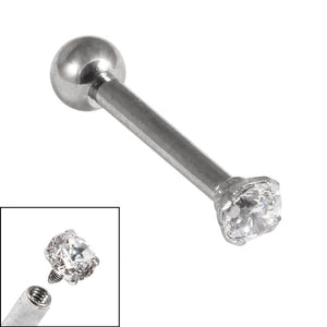 Titanium Internally Threaded Micro Barbells 1.2mm - Steel Claw Set Round Jewel