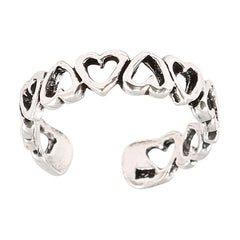 925 Sterling Silver Hearts Toe Ring
