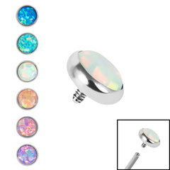 view all Titanium Bezel Set Opal Disk for Internal Thread shafts in 1.6mm. Also fits Dermal Anchor body jewellery