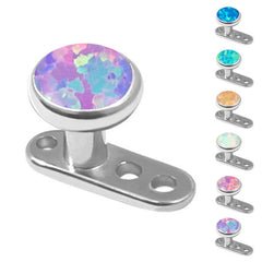 view all Titanium Dermal Anchor with Titanium Bezel Set Opal Disk body jewellery