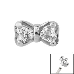 view all Steel Claw Set Jewelled Bow for Internal Thread shafts in 1.2mm body jewellery