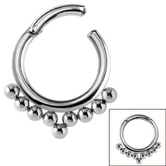 view all Steel Hinged Segment Ring - Tribal 9 Ball (Clicker) body jewellery