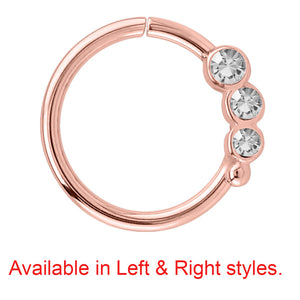 Rose Gold Steel Triple Jewelled Continuous Twist Rings