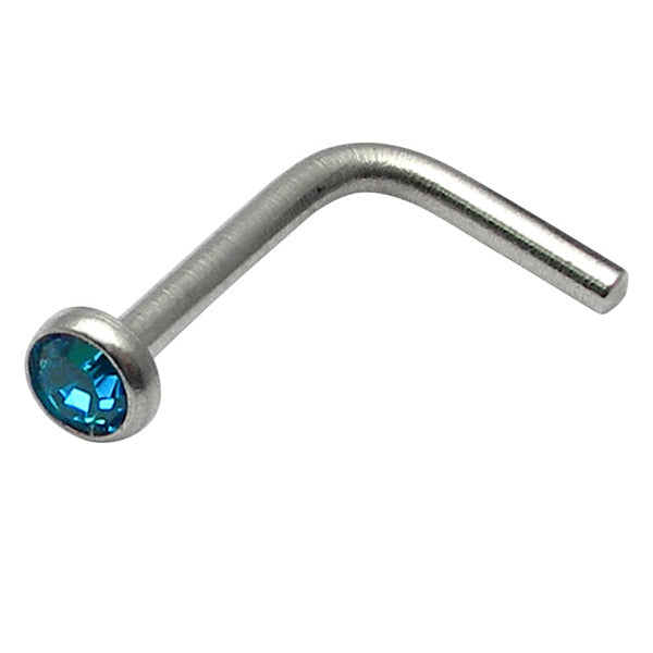Titanium L Shaped Jewelled Nose Stud –