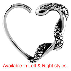 view all Steel Snake Continuous Heart Twist Rings body jewellery