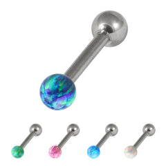 view all Steel Micro Barbell with Synthetic Opal Ball Single Ended 1.2mm body jewellery
