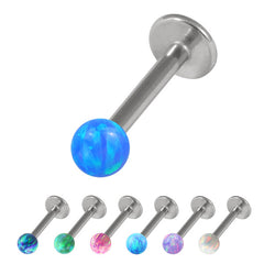 view all Steel Labret with Synthetic Opal Ball 1.2mm body jewellery