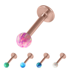 view all Rose Gold Steel Labret with Synthetic Opal Ball 1.2mm body jewellery