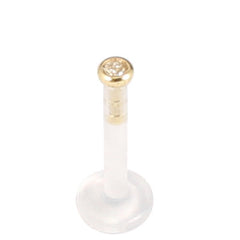 view all Bioflex Push-fit Labret with 18ct Gold Jewelled Top (1.8mm Top) body jewellery
