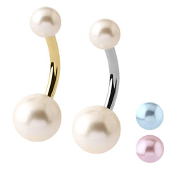 Acrylic Pearl Ball Belly Bar - Steel Shaft