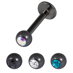 Multipack - Black Steel Jewelled Labret and Jewelled Balls Set
