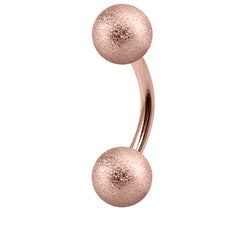 view all Rose Gold Steel Curved Bars with Shimmer Balls 1.6mm 4-4mm 5-5mm balls body jewellery
