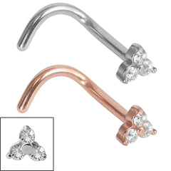 Steel Claw Set Jewelled Trinity Nose Stud